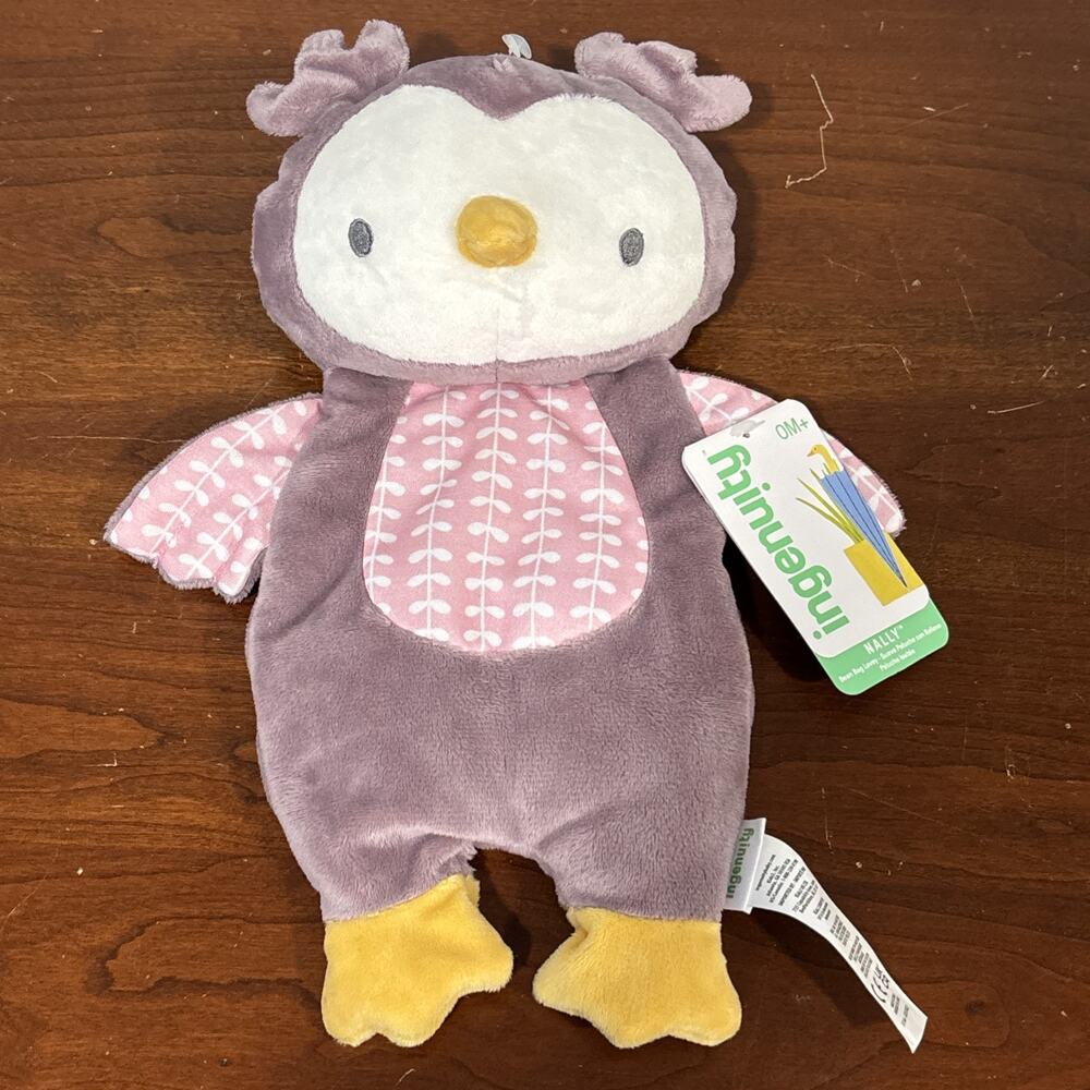 Ingenuity Purple Nally Owl Lovey Lovie Plush Baby Security Toy Bean Bag Tush 12"